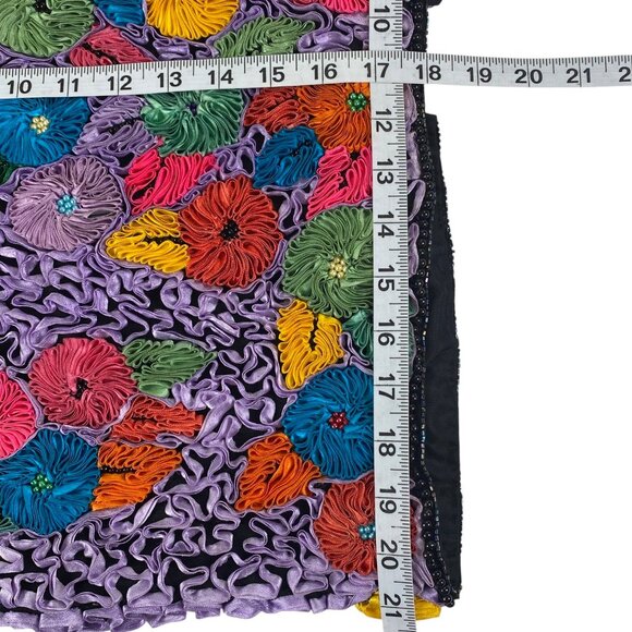 Vtg Precious Moments Floral Silk Jacket | M/L | Applique Beaded | Art to Wear - Picture 13 of 13